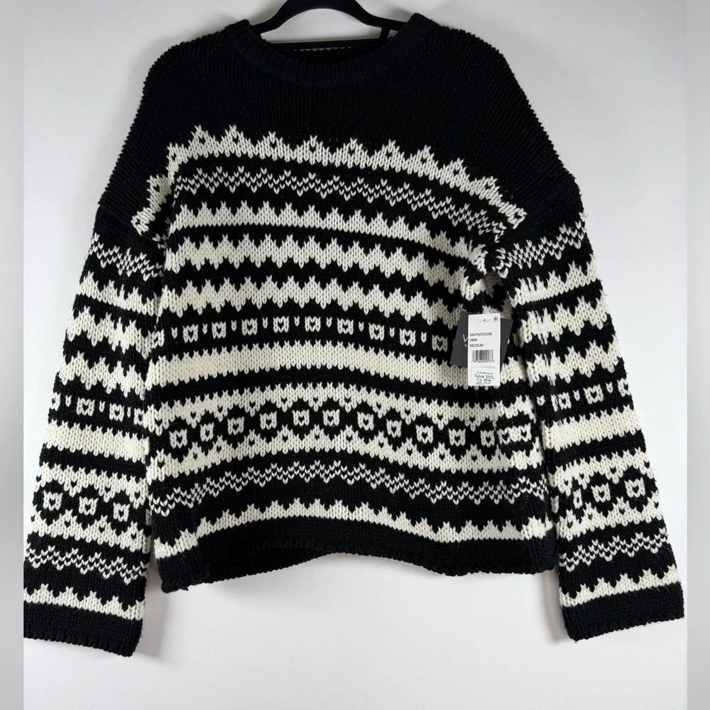 Velvet by Graham & Spencer Women's Maywood Chunky Fair Isle Sweater M - Picture 6 of 12